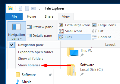 Enable Libraries In Windows 10 Figure 4