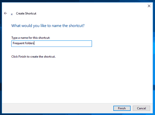 Frequent Folders Shortcut In Windows 10