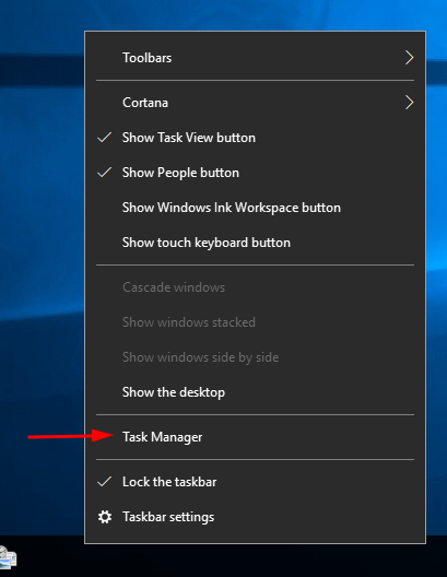 Open Task Manager In Windows 10