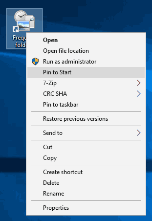 Pin Frequent Folders To Start In Windows 10