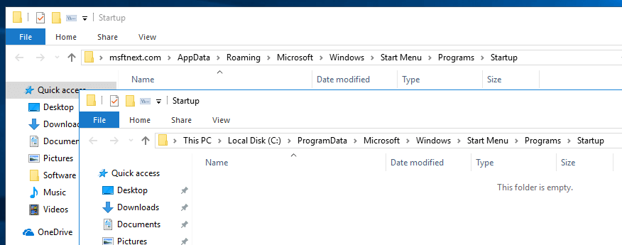 Windows 10 Startup Folders