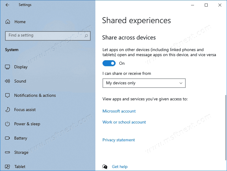 Disable App Share Across Devices