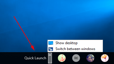 Windows 10 Enable Quick Launch Toolbar Step 3