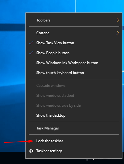 Windows 10 Enable Quick Launch Toolbar Step 4