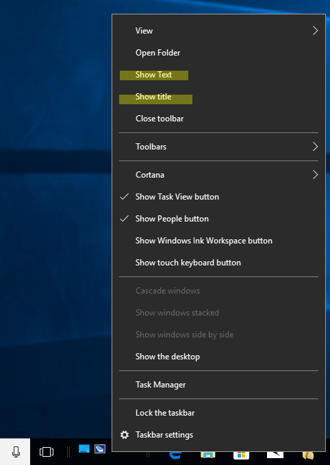 Windows 10 Enable Quick Launch Toolbar Step 6
