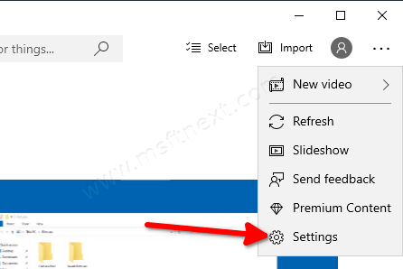 Windows 10 Open Photos Settings