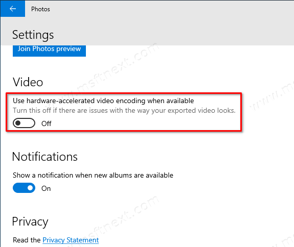 Disable Hardware Acceleration in Windows 10 Photos app