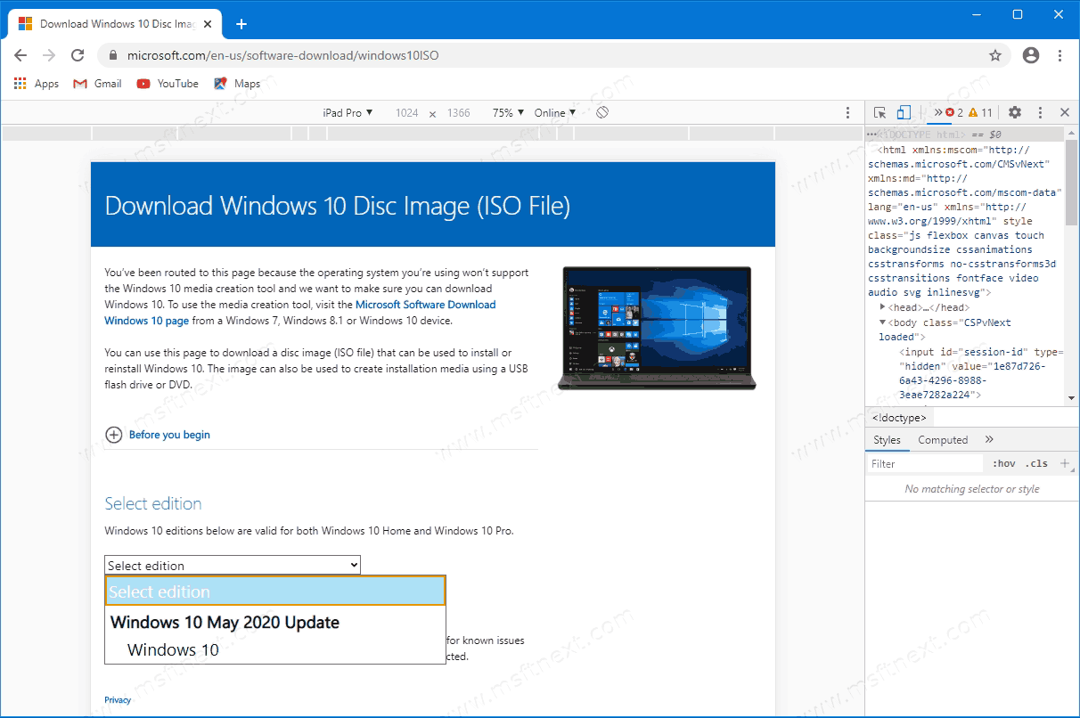 Windows 10 Download ISO File Directly