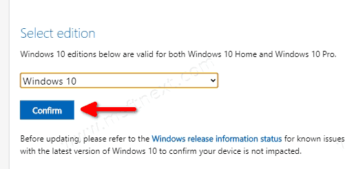 Windows 10 Download ISO File Step 2