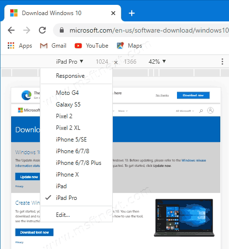 Windows 10 Download Page Chrome Dev Tools Ipad Pro
