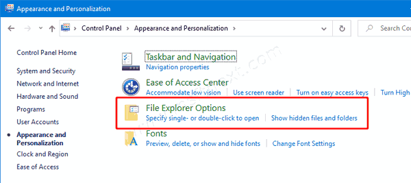 Windows 10 File Explorer Options In Control Panel
