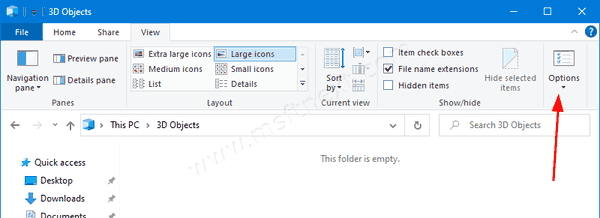 Windows 10 Folder Options Command In Ribbon