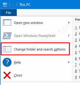 Windows 10 Open Folder Options