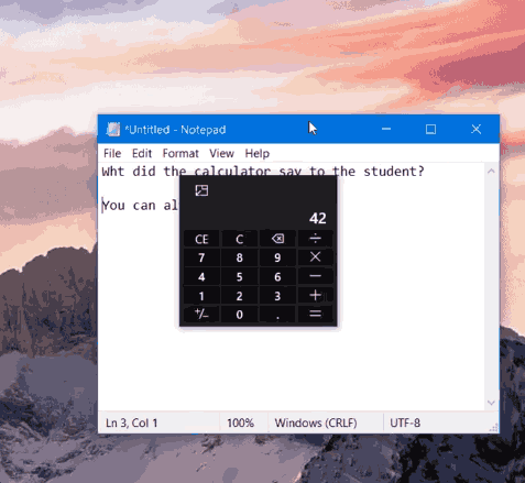 Enable Always on Top Mode in Windows 10 Calculator