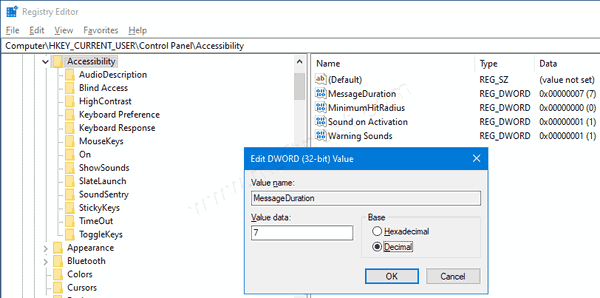 Change Notification Timeout In Registry