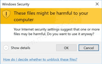 Disable These Files Might Be Harmful to Your Computer Message