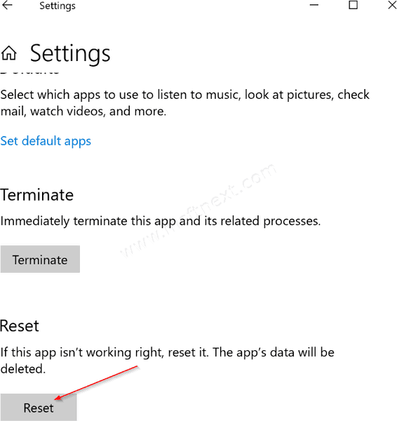 Windows 10 Reset Settings App