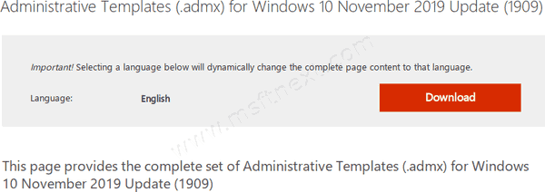 Download Administrative Templates for Windows 10 Version 1909