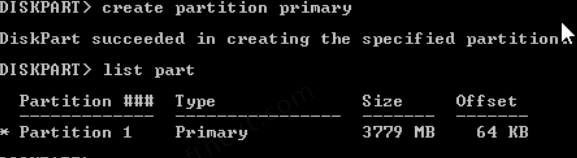 Diskpart Create Partiton Primary
