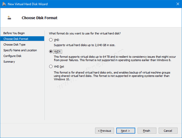 Hyper V New VHD Wizard 2