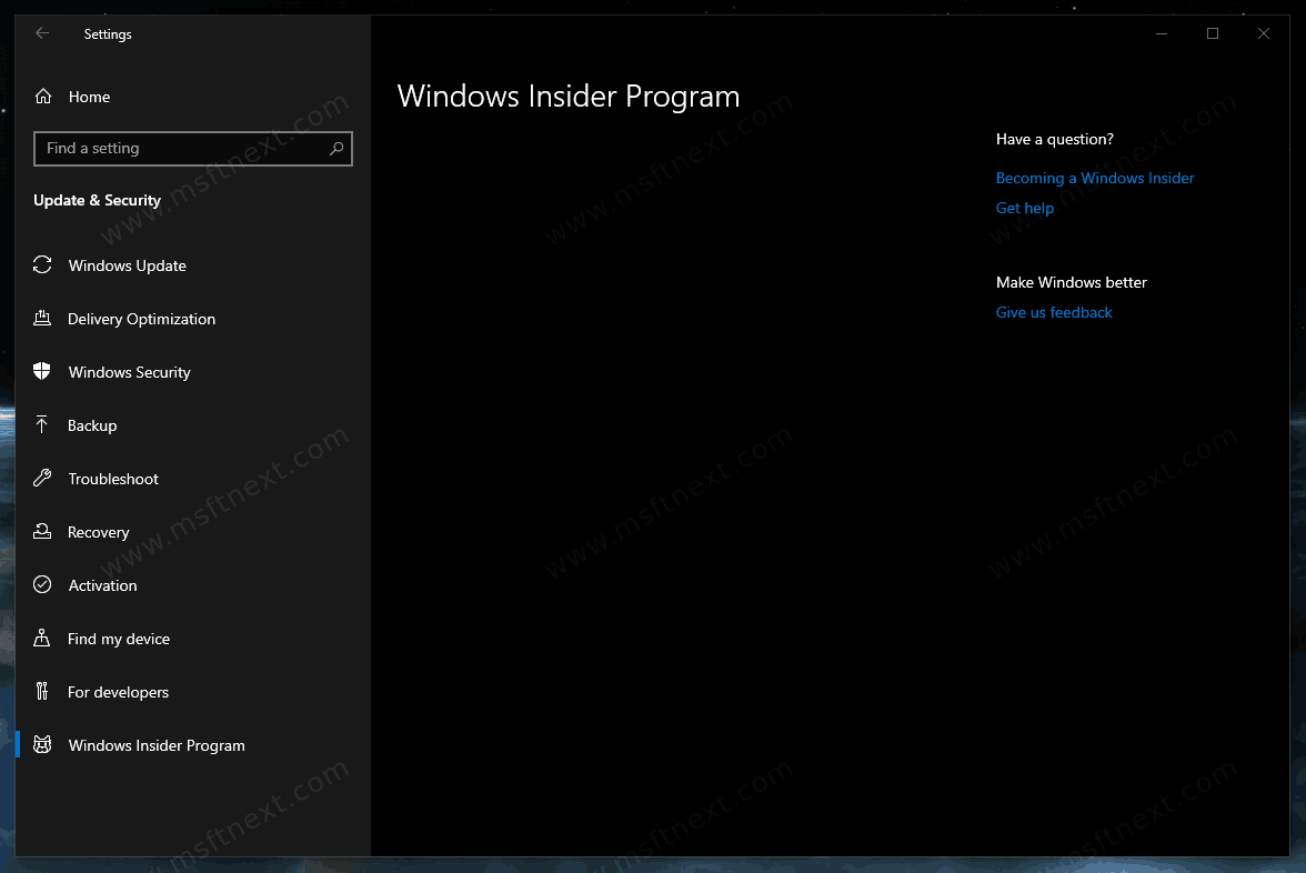 Fix Blank or Empty Insider Program Settings Page in Windows 10