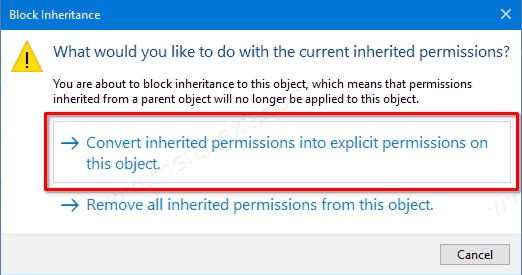 Windows 10 Disable Inheritance Message For Registry Key