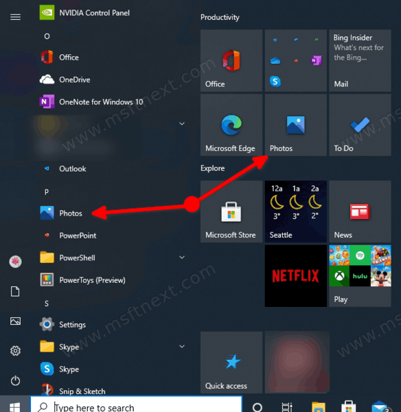 Photos App Start Menu Tile Windows 10