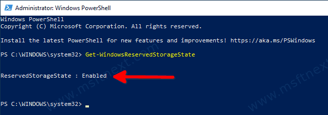 PowerShell Get Reserved Storage State