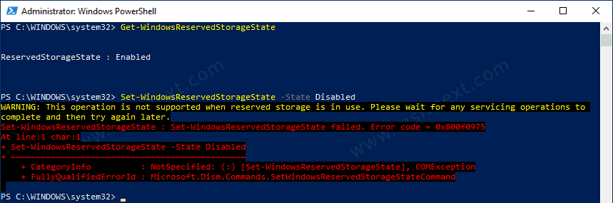 PowerShell Reserved Storage Servicing