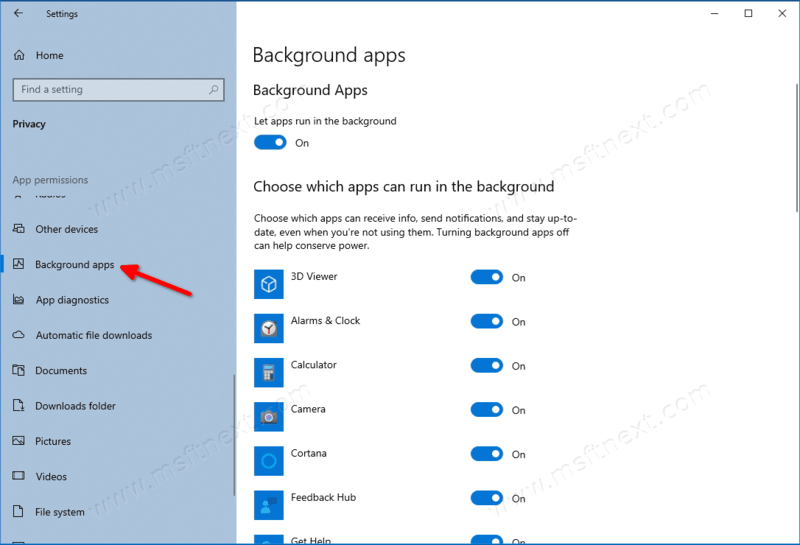 Windows 10 Settings Privacy Background Apps
