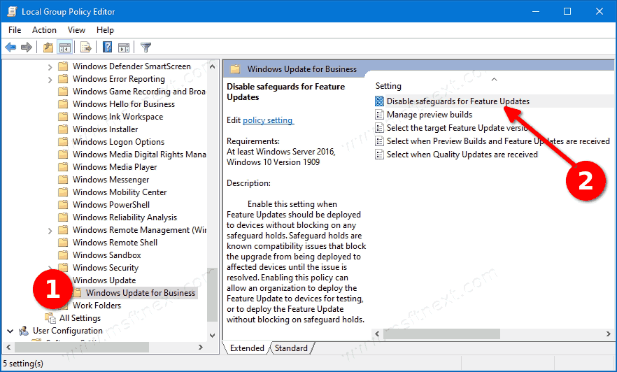 Windows 10 Disable Feature Upgrade Blocks In Group Policy 1