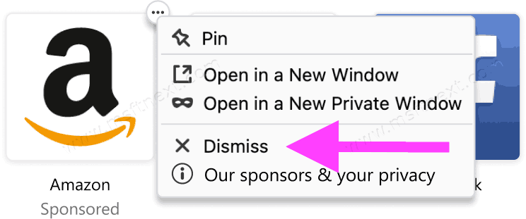 Firefox Dismiss Sponsored Link