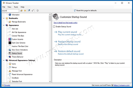 Winaero Tweaker Sound Option