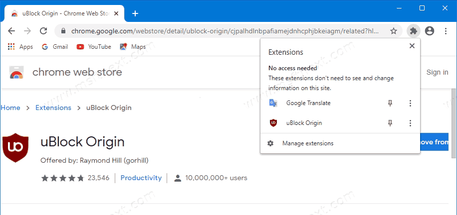 Disable Extensions Toolbar Button in Google Chrome