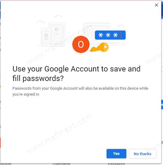 Chrome Store Passwods To Google Account Prompt