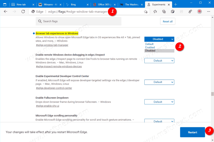 Disable Edge Browser Tab Experiences In Windows 10