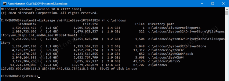 What is the DiskUsage tool in Windows 10