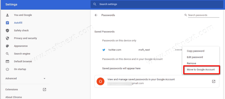 Move To Google Account Chrome Password