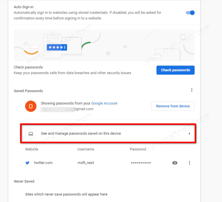 See Chrome Password Stored On The Device Locally