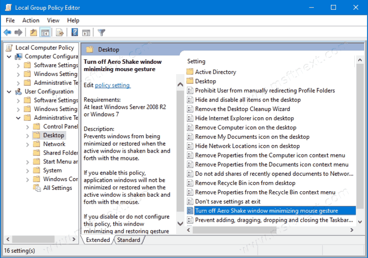 Local Group Policy Editor in Windows 10