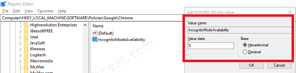 Disable Incognito Window Chrome