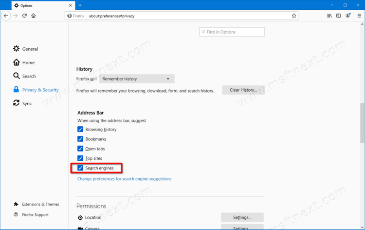 Firefox Disable Search Engine Suggestion 2