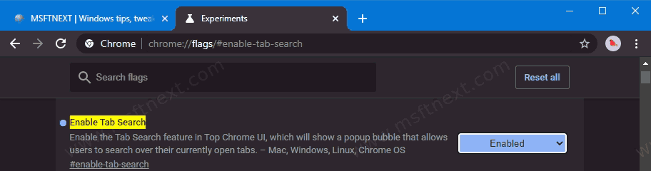 Enable Tab Search In Chrome