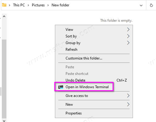 Open In Windows Terminal