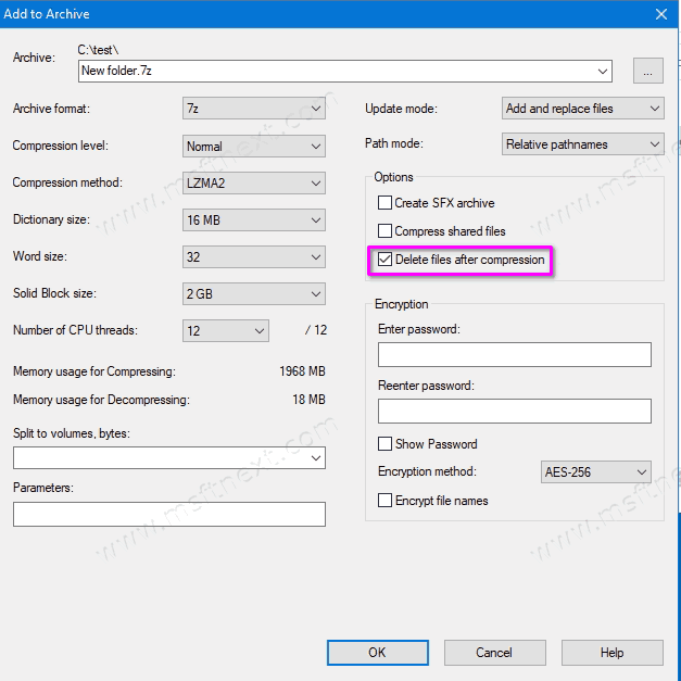 7 Zip Delete After Compression