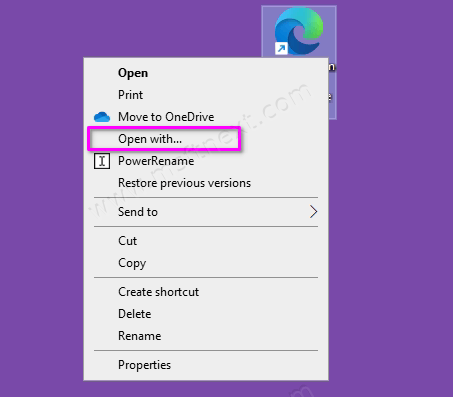 Add Open With To Web Shortcut