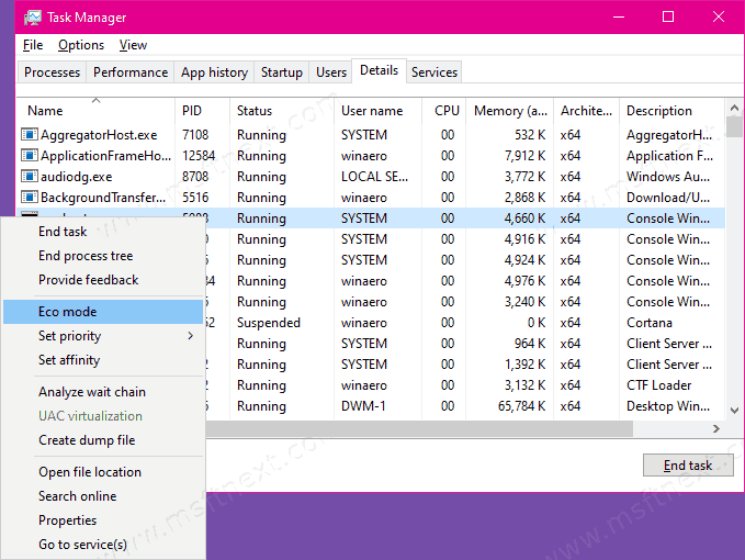 Enable Eco Mode For A Process In Windows 10