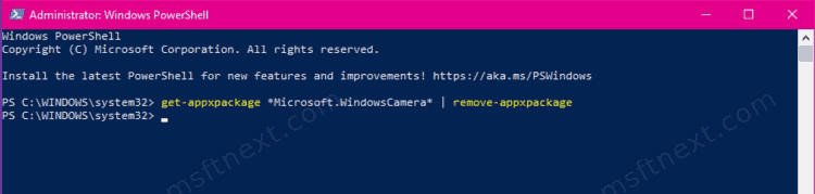 Remove Camera App in Windows 10