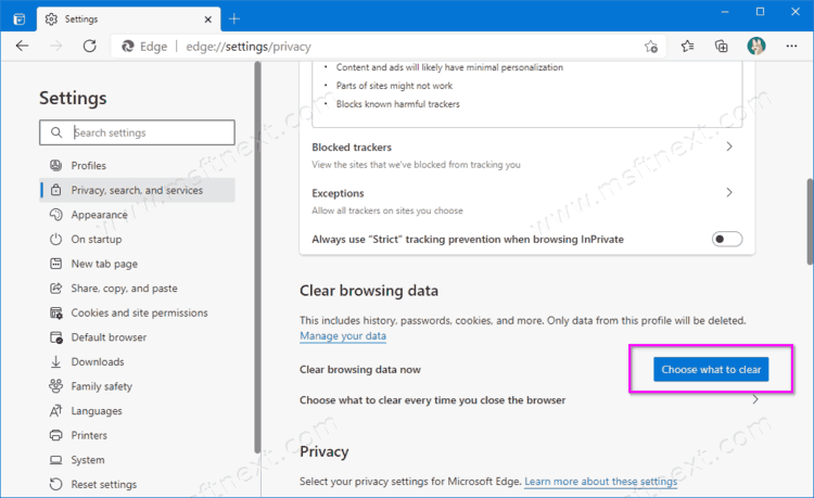 Remove Microsoft Edge History From Settings