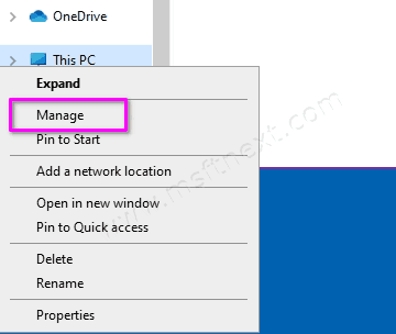 This PC Manage Menu